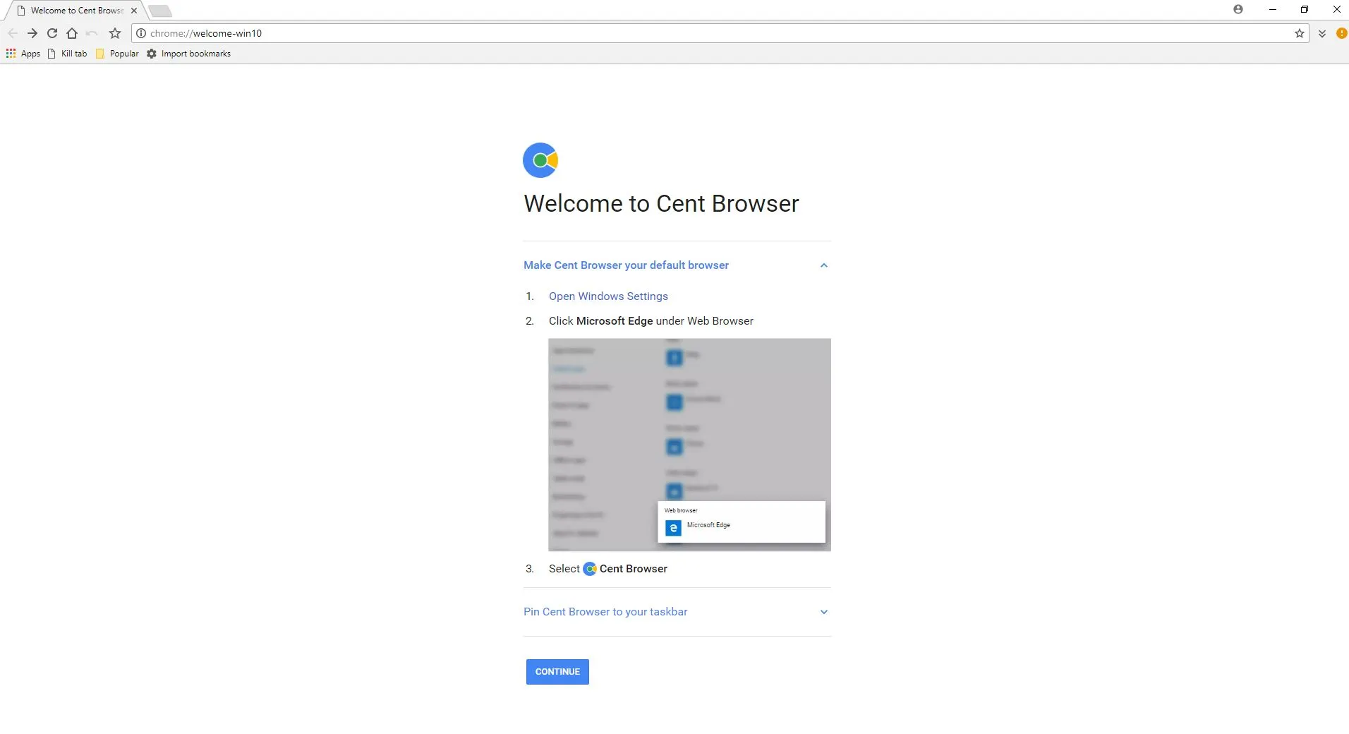 Cent Browser Screenshot 1